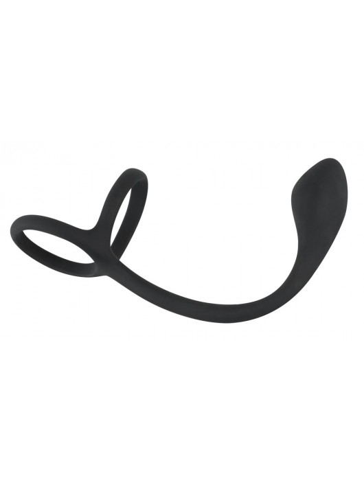 Эрекционное кольцо с утяжкой на мошонку и анальным плаг Black Velvets - Orion - в Рубцовске купить с доставкой