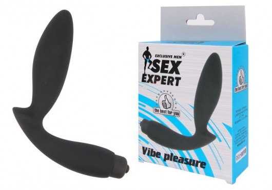 Чёрный вибростимулятор простаты Sex Expert Vibe Pleasure - Sex Expert - в Рубцовске купить с доставкой